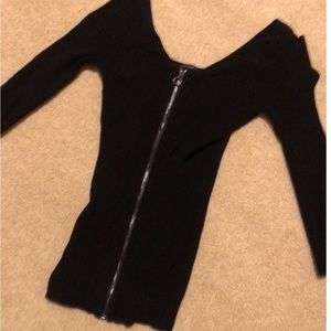 Guess small fitted ribbed zip up sweater